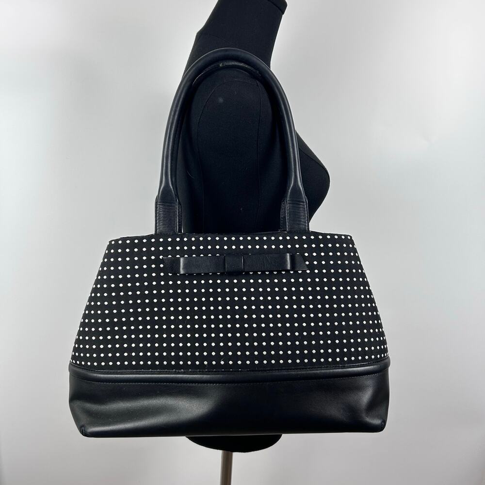 Kate Spade NY Chelsea Park Elena Tote Black White Cream Jacquard Polka Dots - Picture 3 of 10